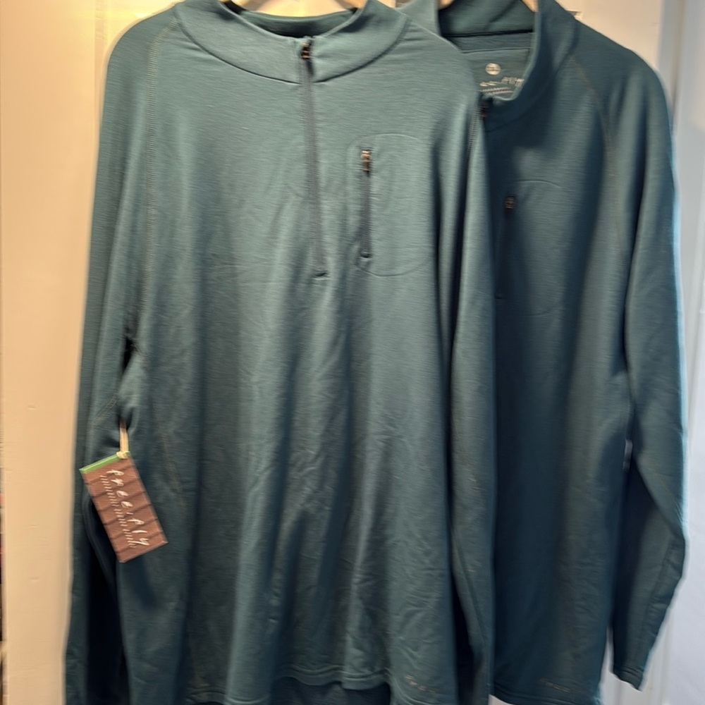 Free Fly Apparel NWT Men’s Bamboo Fleece Quarter Zip storm blue XXXL
